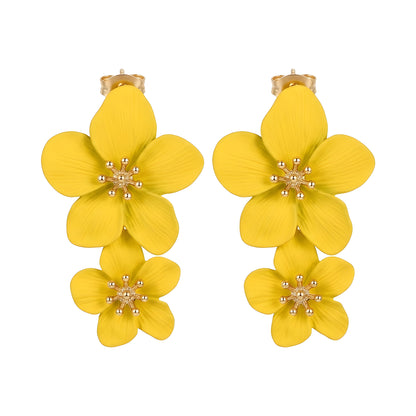 Gold Plated Metal Floral Stud Earrings | 5 Colors