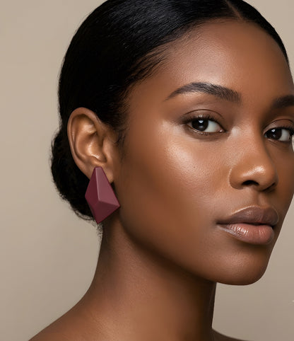 Maroon High End Alloy Irregular Geometric Earrings