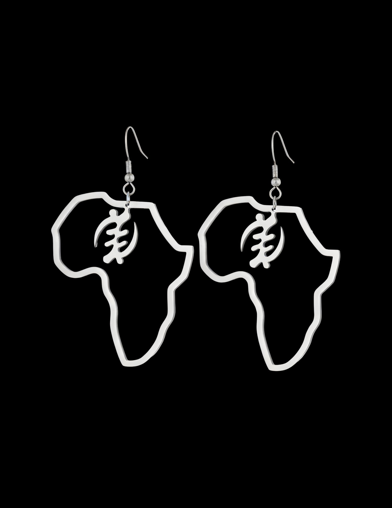 Africa Map With Adinkra Symbol Earrings