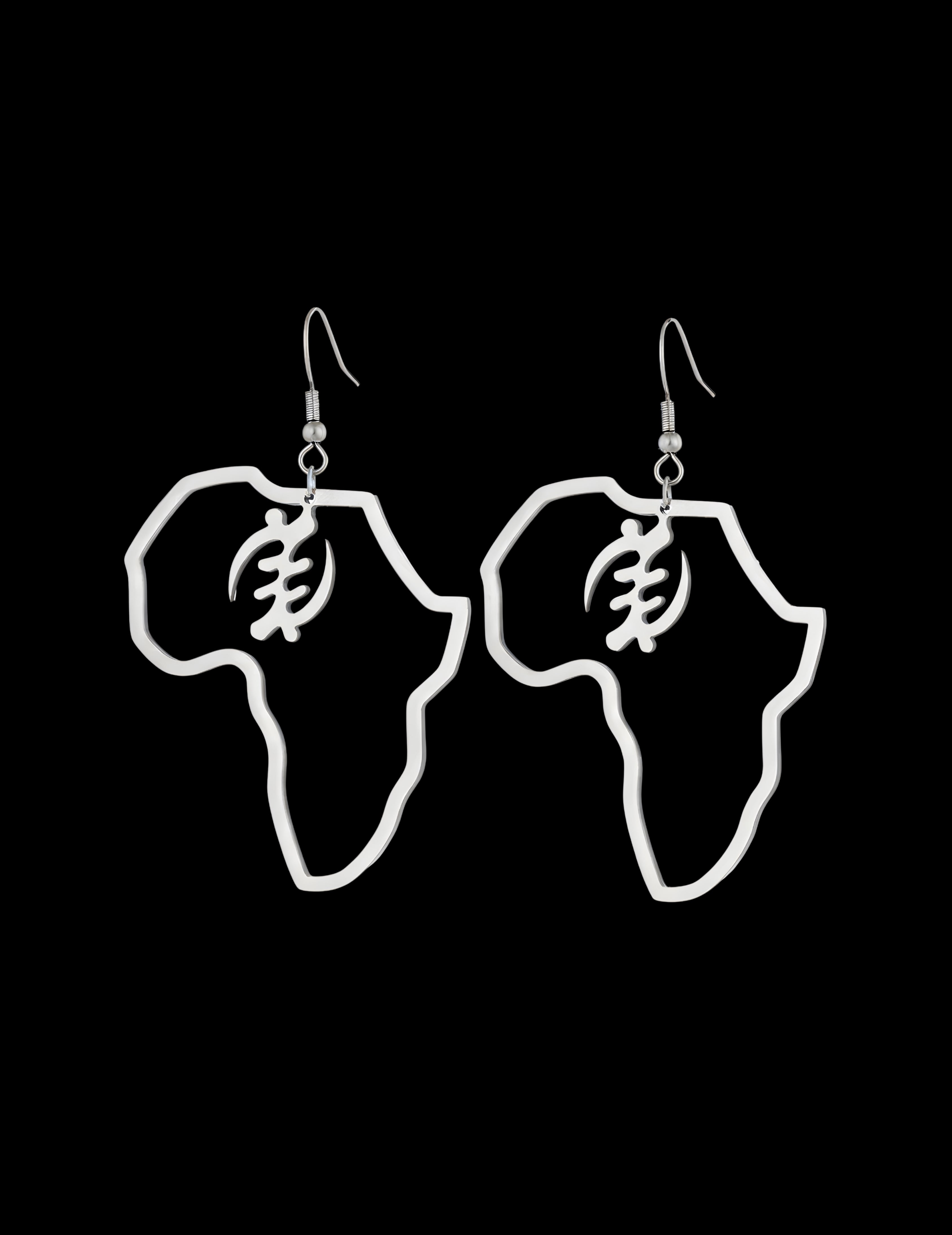 Africa Map With Adinkra Symbol Earrings