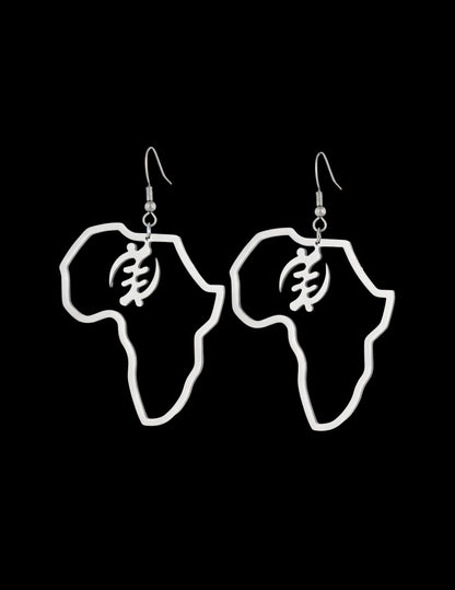 Africa Map With Adinkra Symbol Earrings