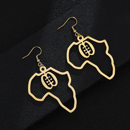 Africa Map With Adinkra Symbol Earrings
