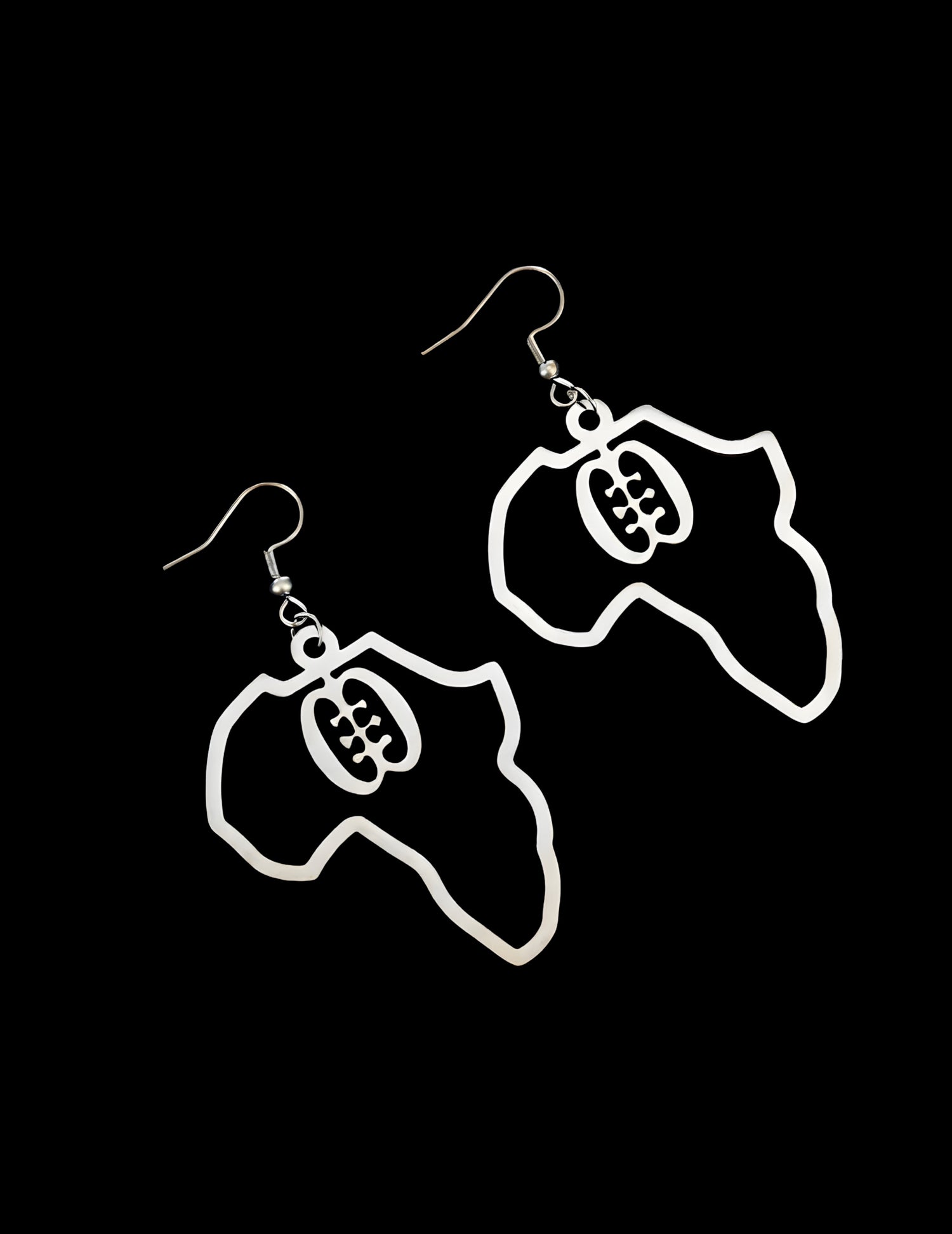 Africa Map With Adinkra Symbol Earrings