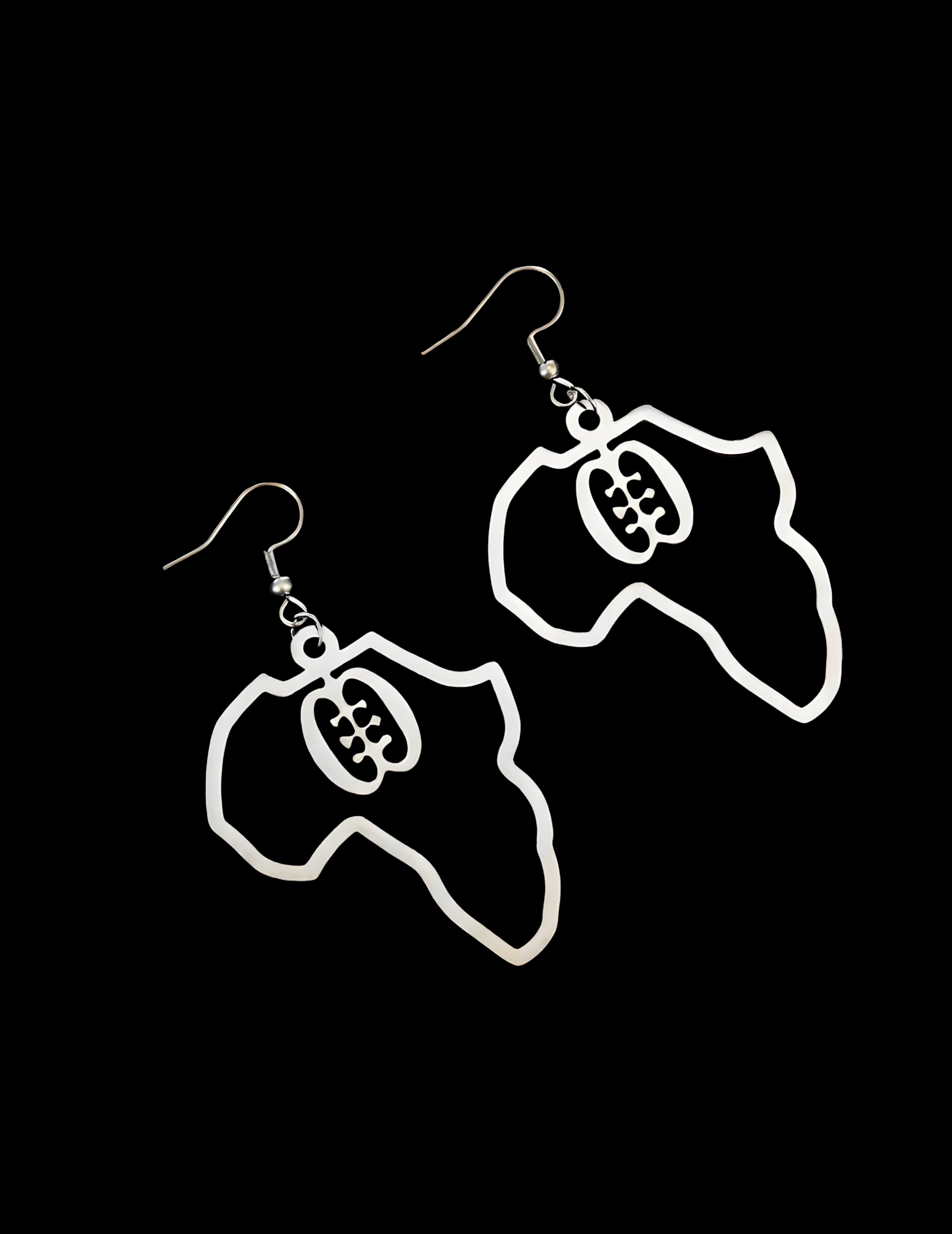 Africa Map With Adinkra Symbol Earrings