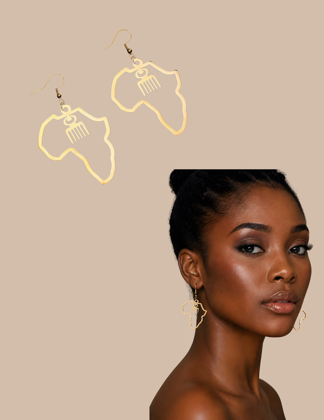 Africa Map With Adinkra Symbol Earrings