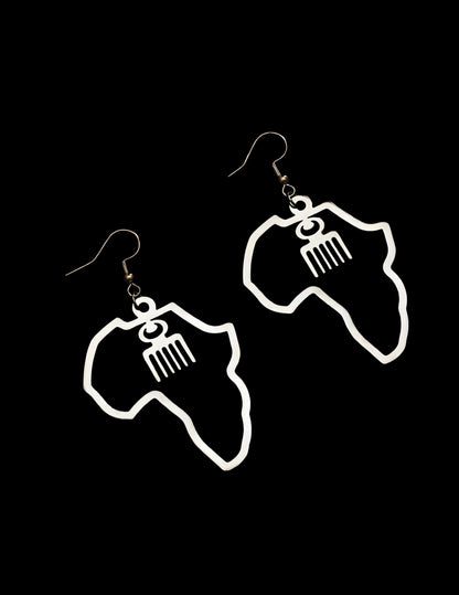 Africa Map With Adinkra Symbol Earrings