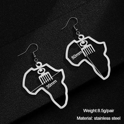 Africa Map With Adinkra Symbol Earrings
