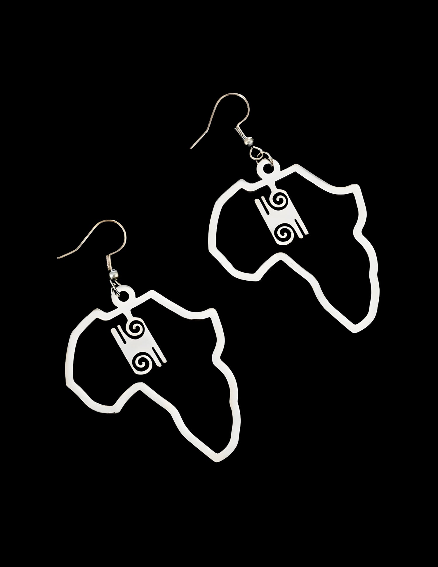 Africa Map With Adinkra Symbol Earrings