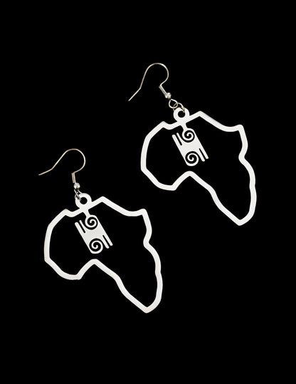 Africa Map With Adinkra Symbol Earrings