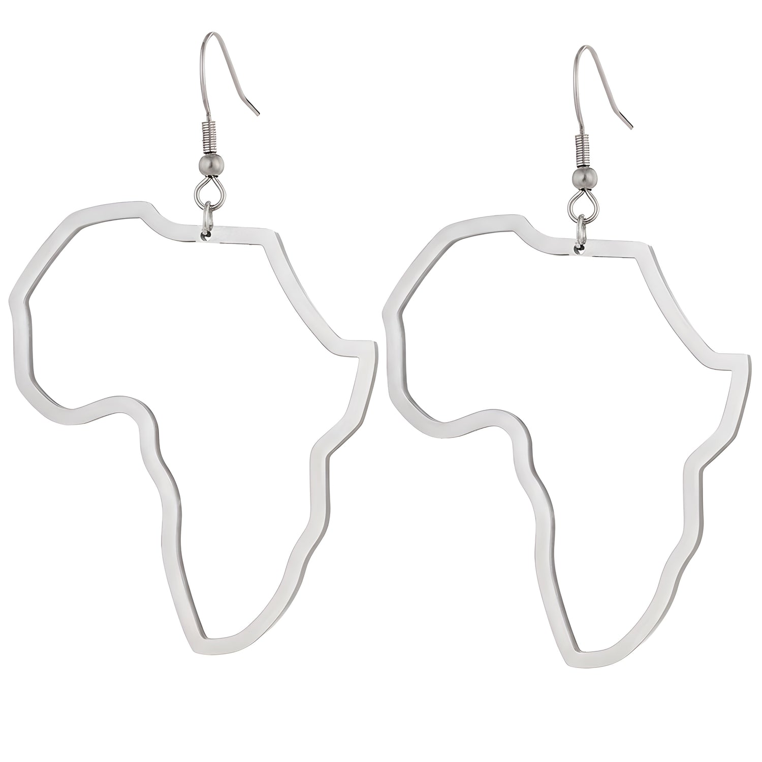Silver Africa Map Stainless Steel Earrings