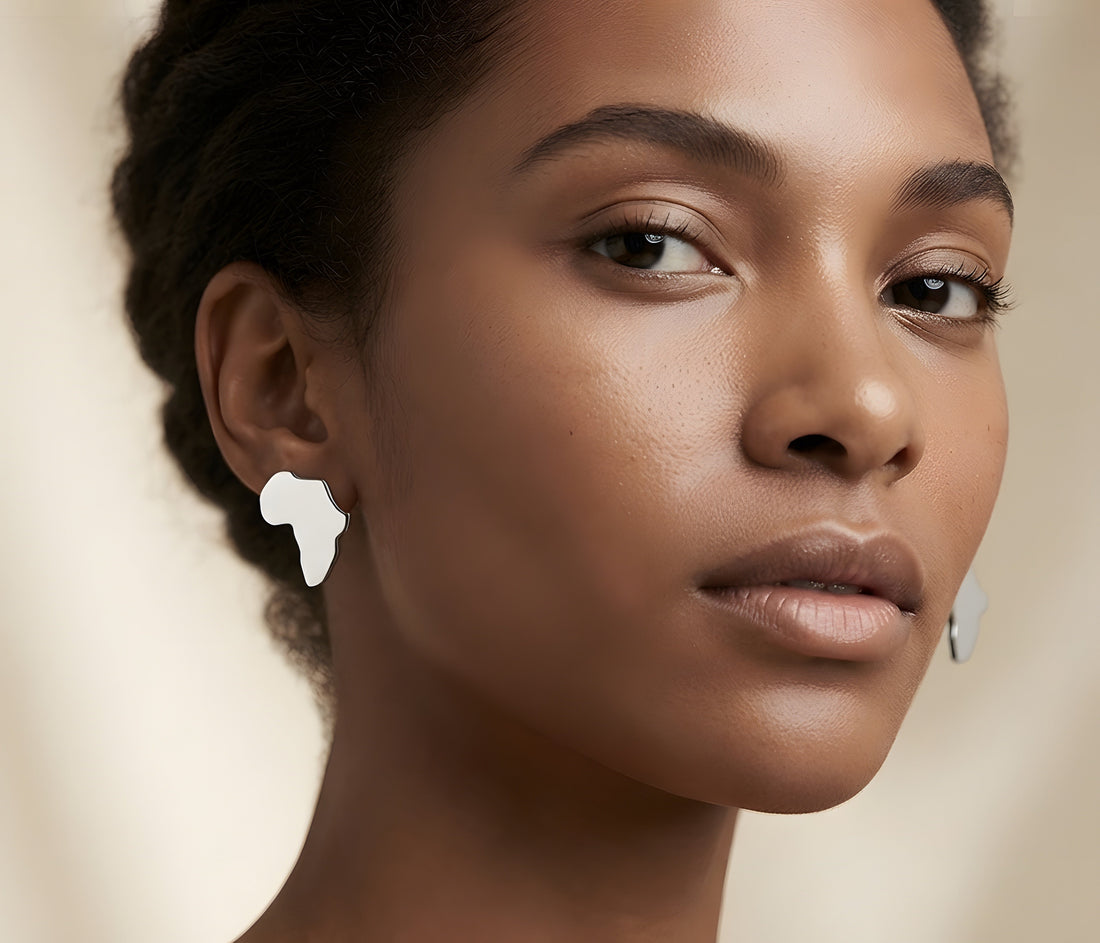 Stainless Steel Africa Map Stud Earrings