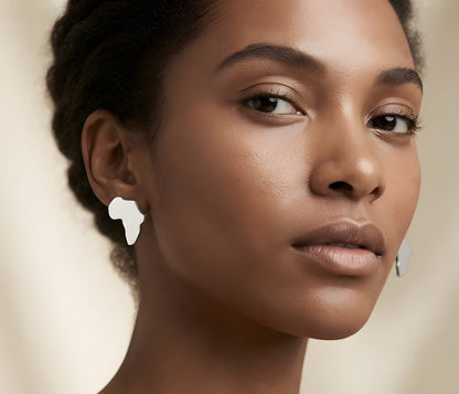 Stainless Steel Africa Map Stud Earrings