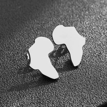 Stainless Steel Africa Map Stud Earrings