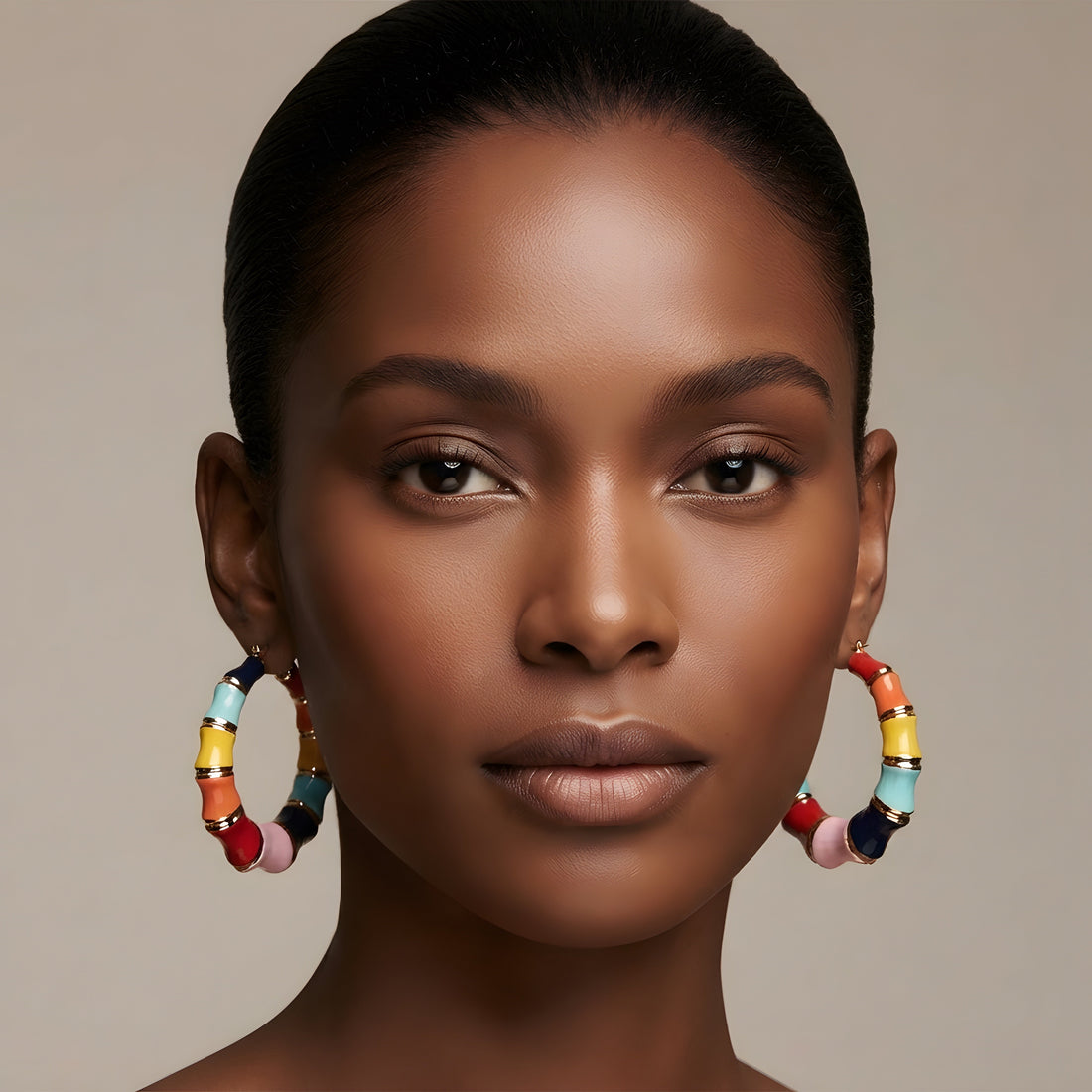 Enamel Drop Hoop Earrings