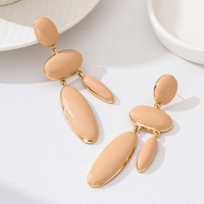 Metal Oval Drop Earrings