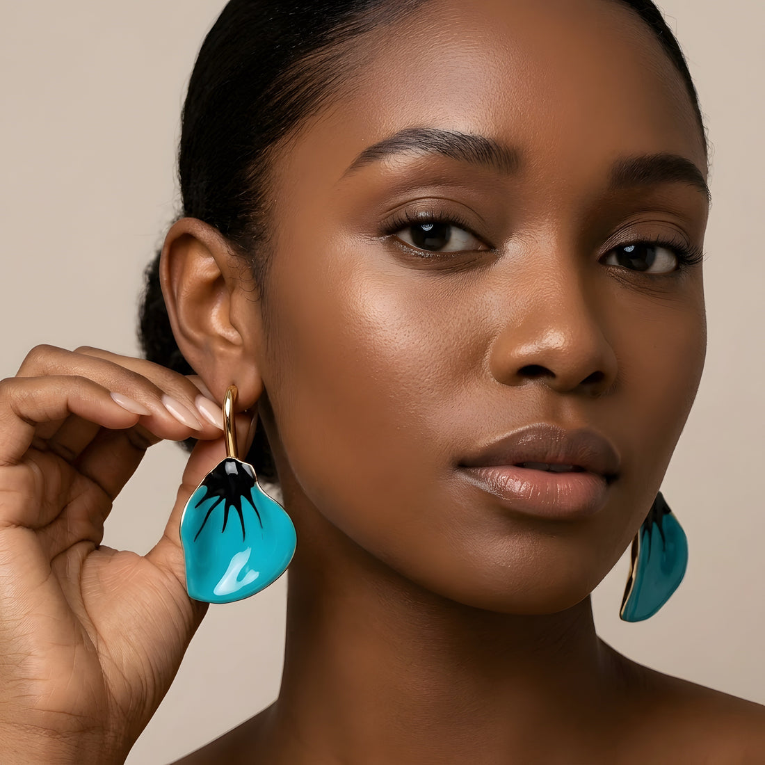 Metal Drip Oil Drop Flower Earrings