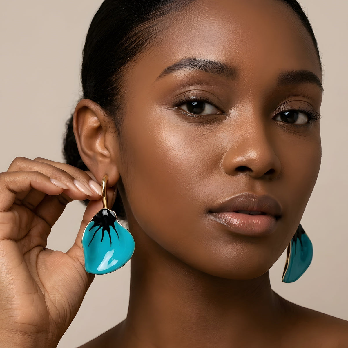 Metal Drip Oil Drop Flower Earrings