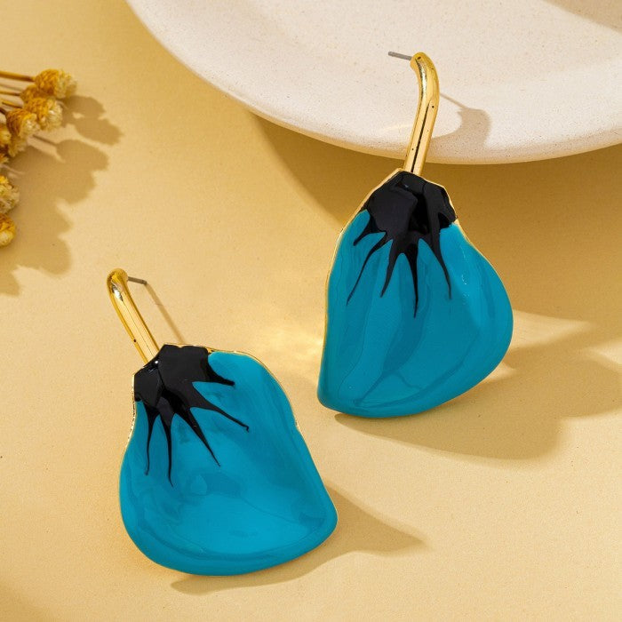 Metal Drip Oil Drop Flower Earrings