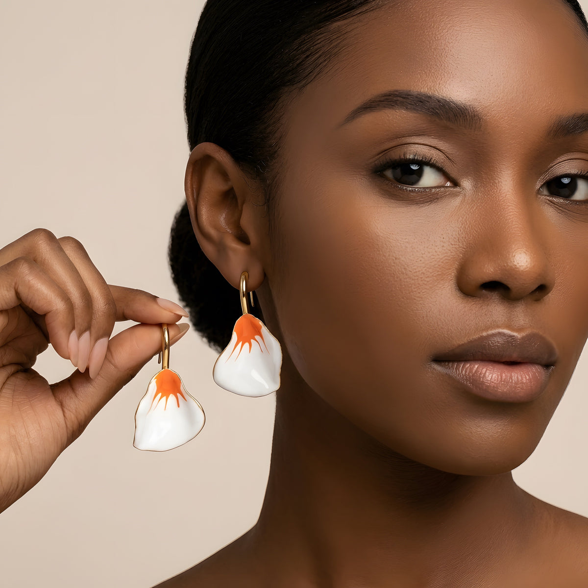 Metal Drip Oil Drop Flower Earrings