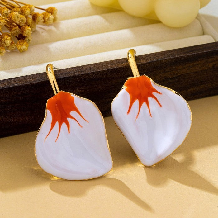 Metal Drip Oil Drop Flower Earrings