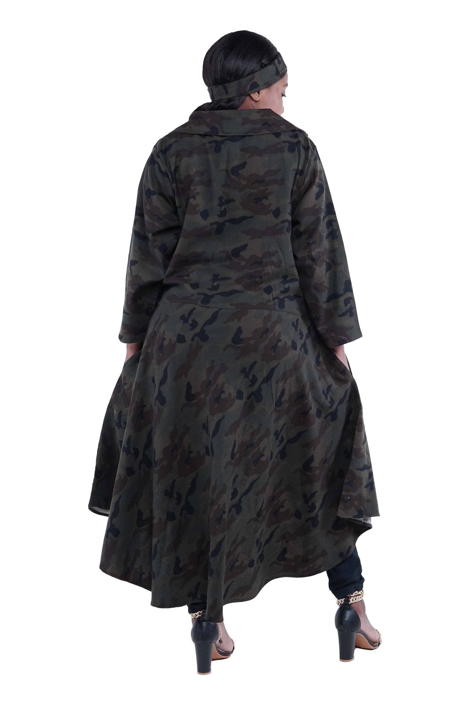 African High Low Jacket Trench Coat Kimono Duster 100% Cotton with Belt &amp; Wrap