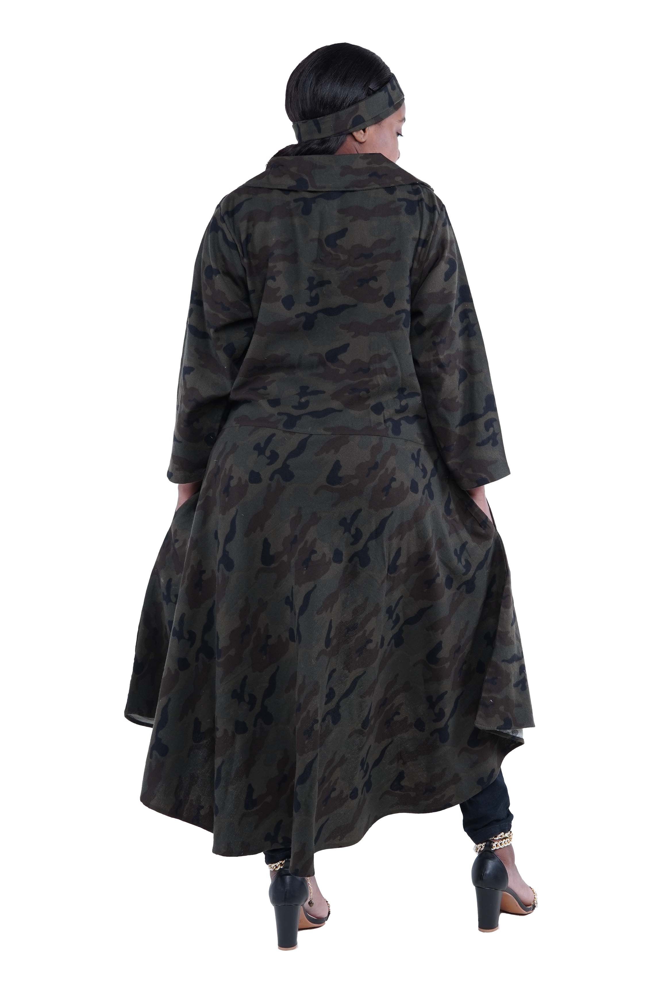 African High Low Jacket Trench Coat Kimono Duster 100% Cotton with Belt &amp; Wrap