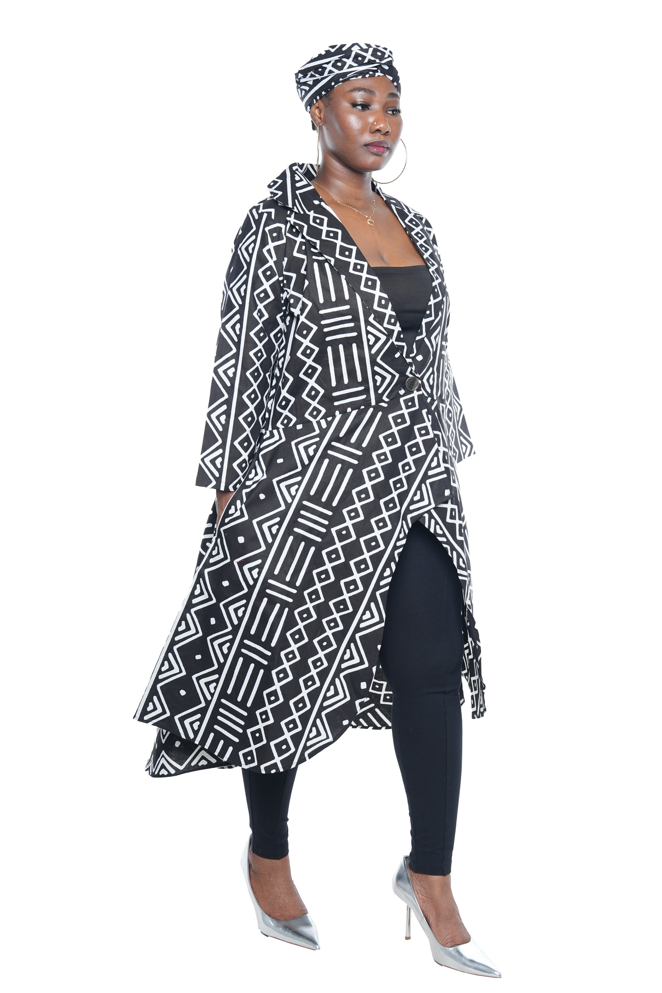 Ankara High Low Trench Coat