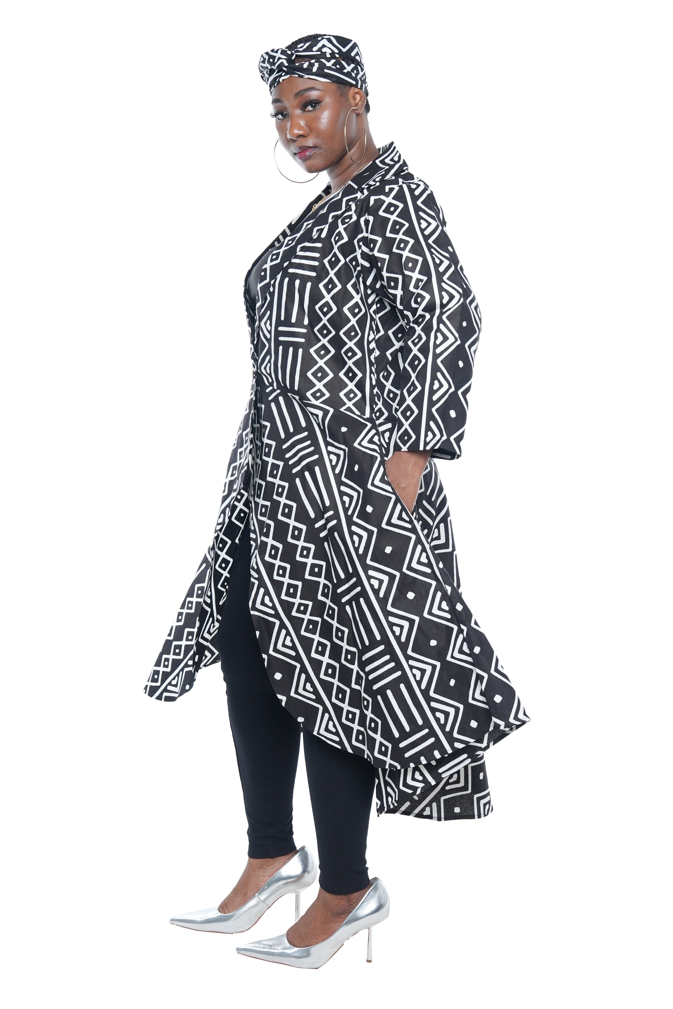 Ankara High Low Trench Coat