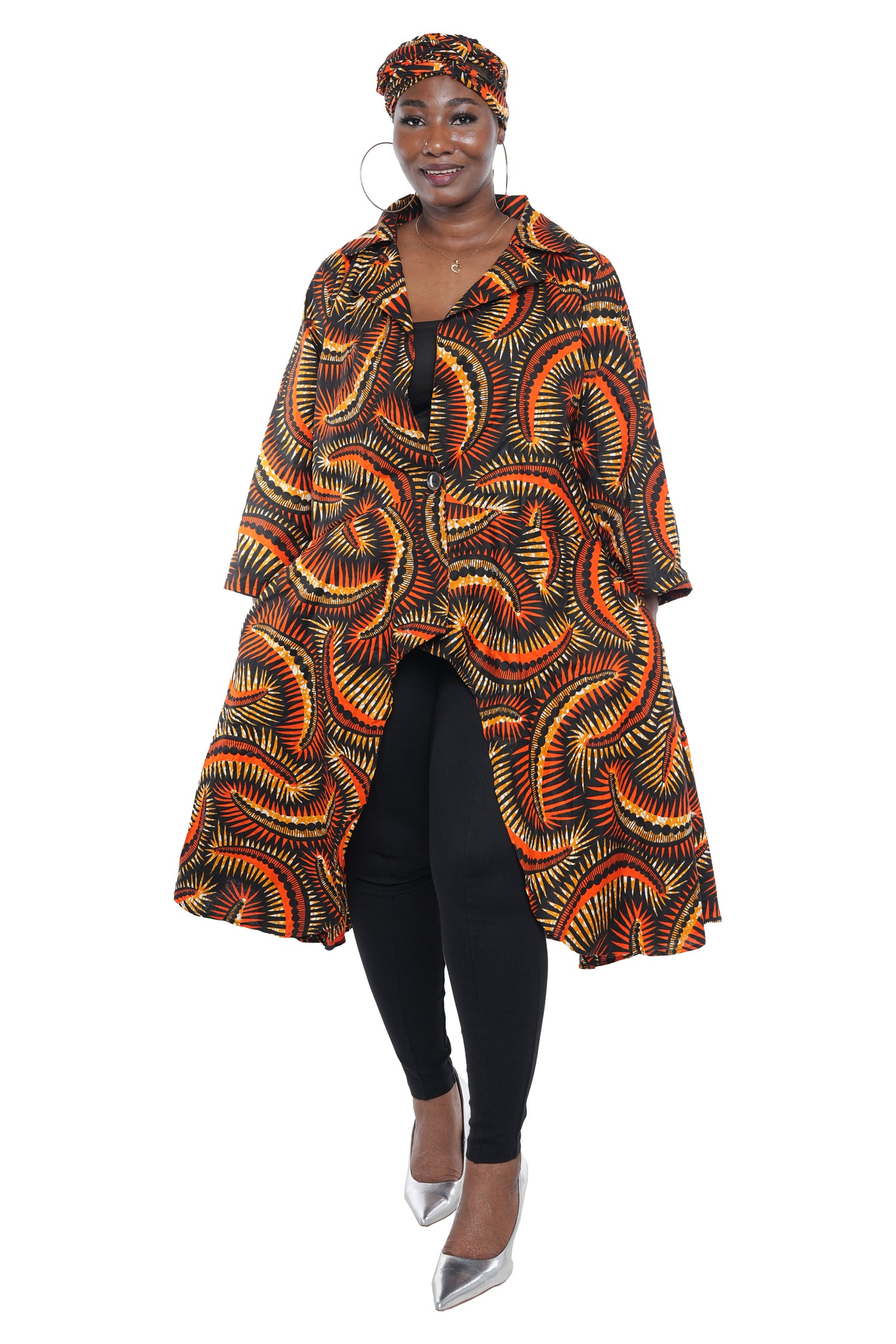 Ankara High Low Trench Coat