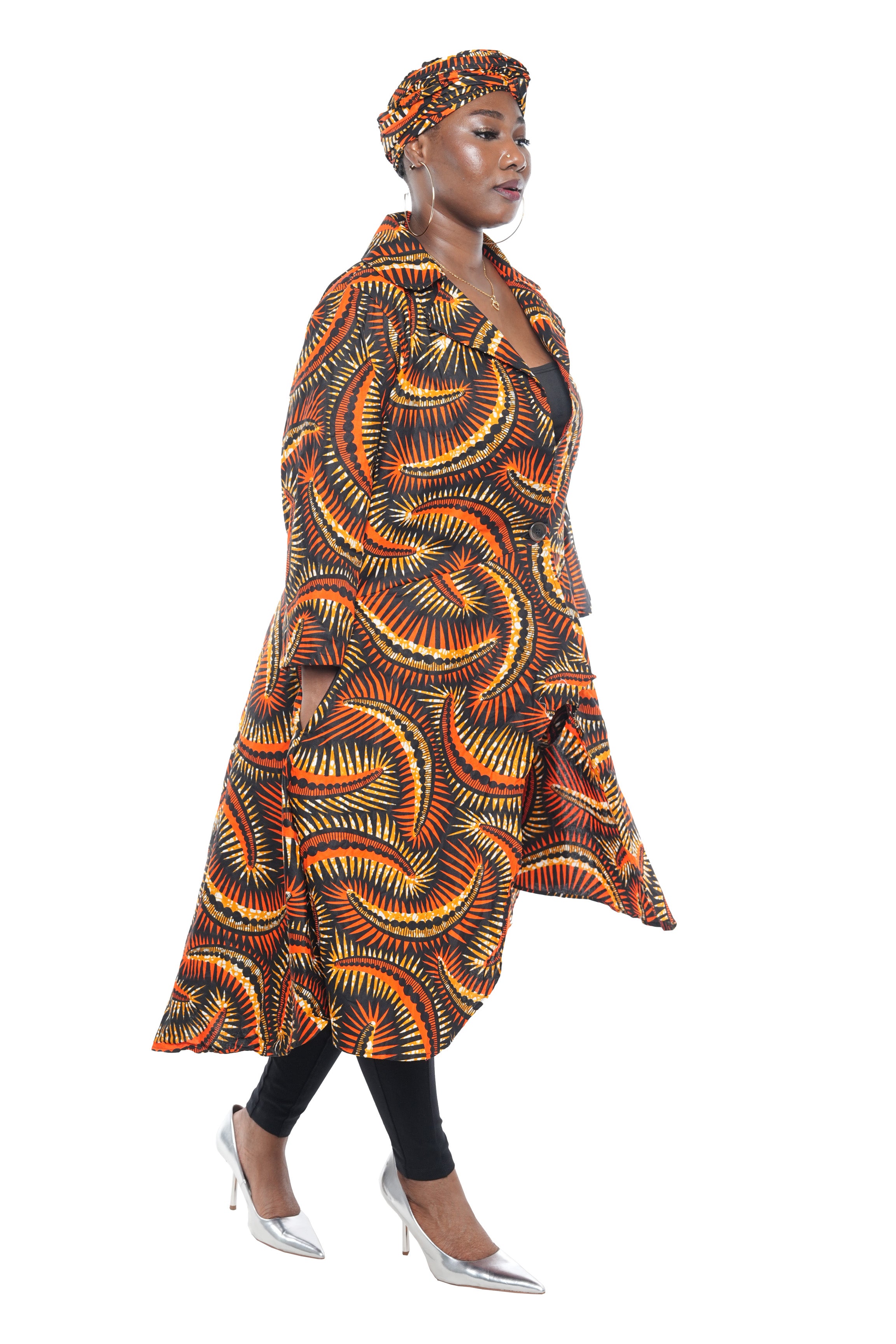 Ankara High Low Trench Coat