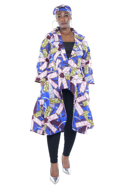 Ankara High Low Trench Coat