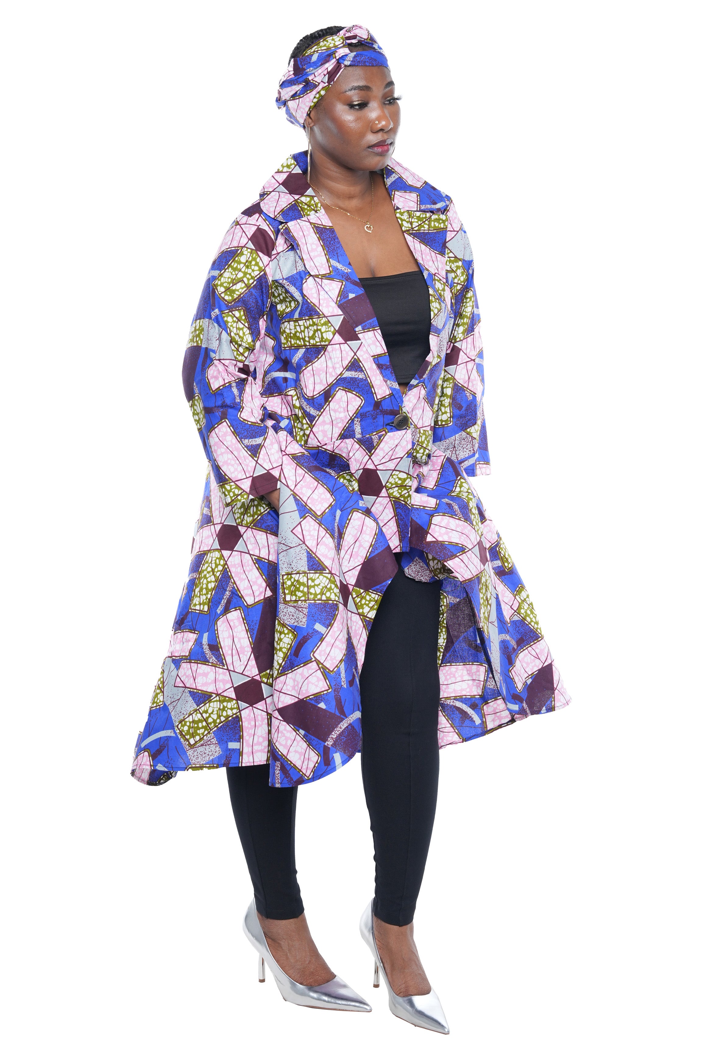 Ankara High Low Trench Coat