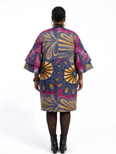Back view of reversible African print jacket for women, 100% cotton Ankara kimono