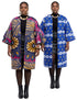 Reversible African Ankara jacket for women, 100% cotton kimono trench coat with belt