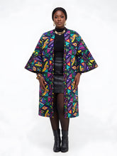 Back view of reversible African print jacket for women, 100% cotton Ankara kimono