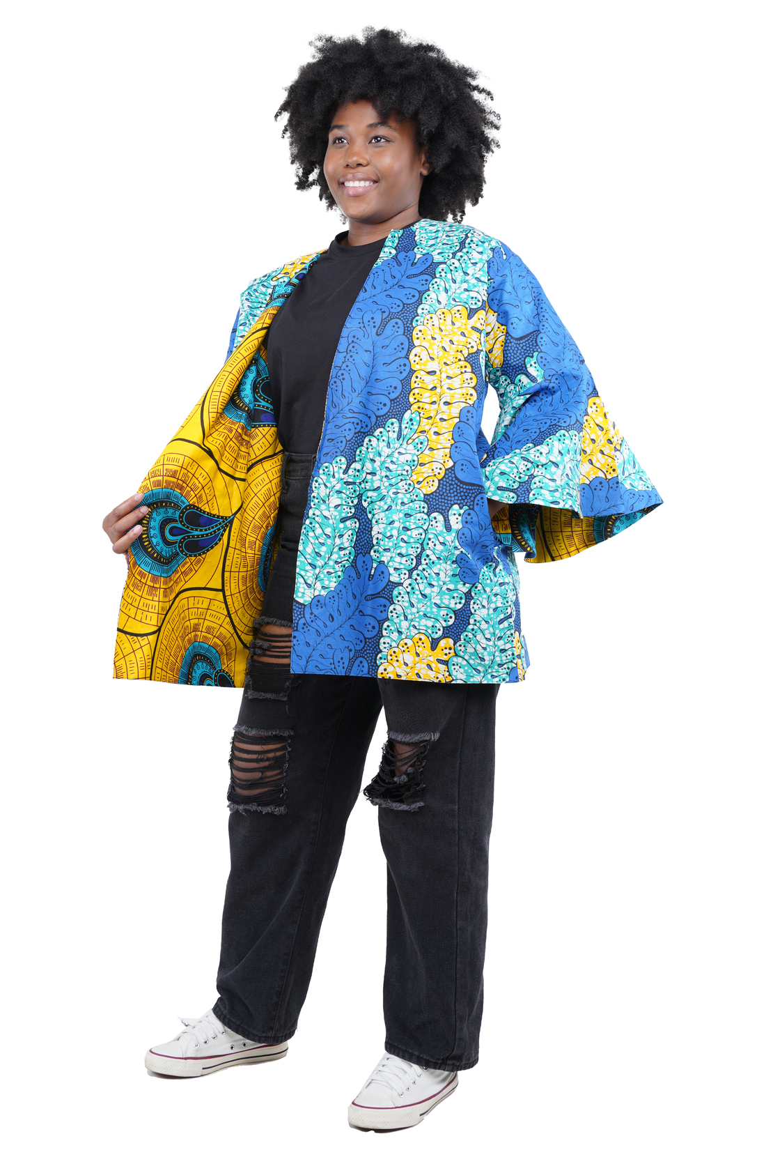 Reversible African Jacket Duster Short Coat Afrocentric Attire for Women