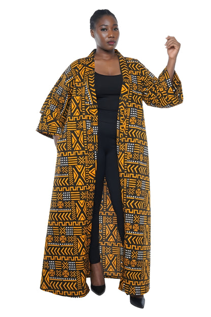 Long African Print Kimono for Women | One Size