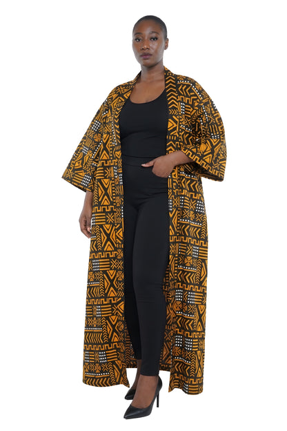 Long African Print Kimono for Women | One Size