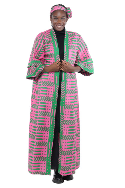 Long African Print Kimono for Women | One Size