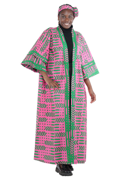 Long African Print Kimono for Women | One Size