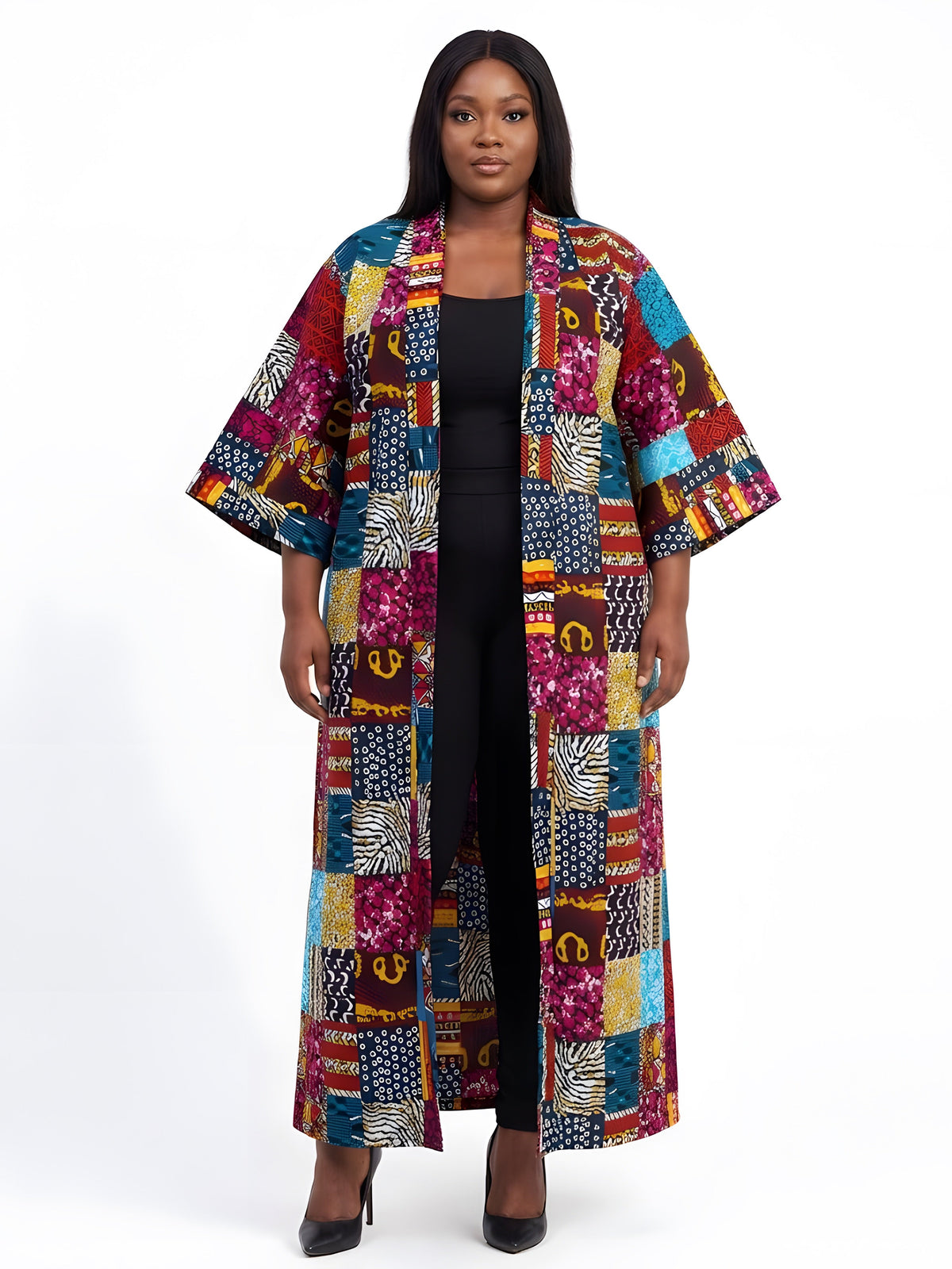 Long African Print Kimono for Women | One Size