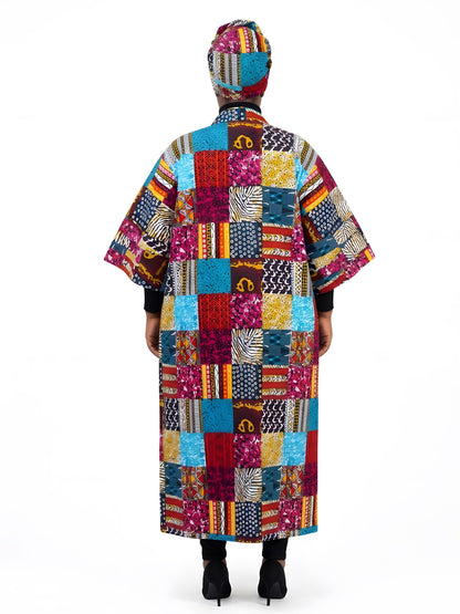Long African Print Kimono for Women | One Size