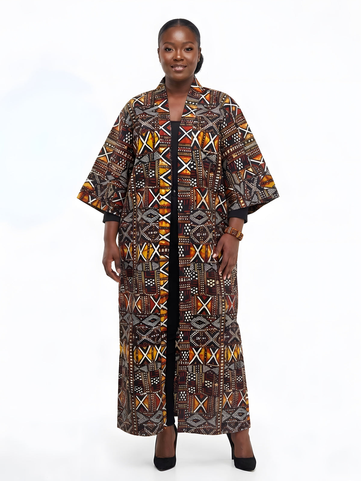 Long African Print Kimono for Women | One Size