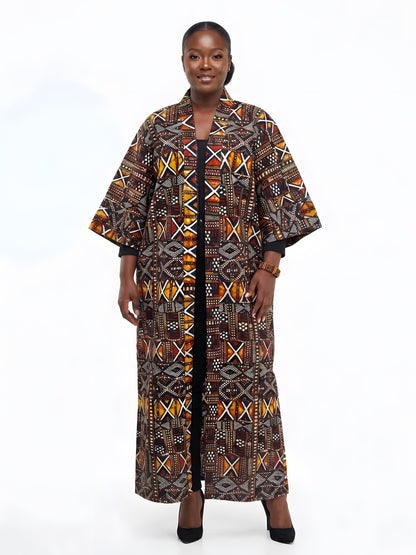 Long African Print Kimono for Women | One Size