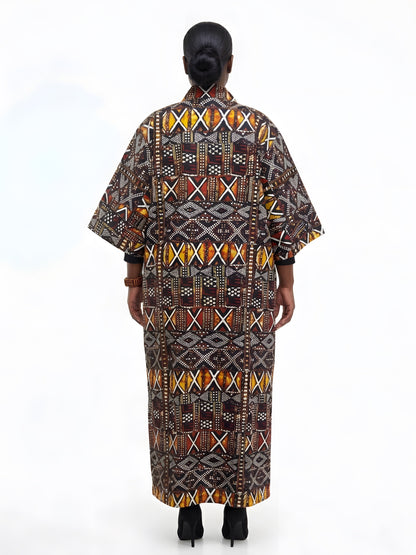 Long African Print Kimono for Women | One Size