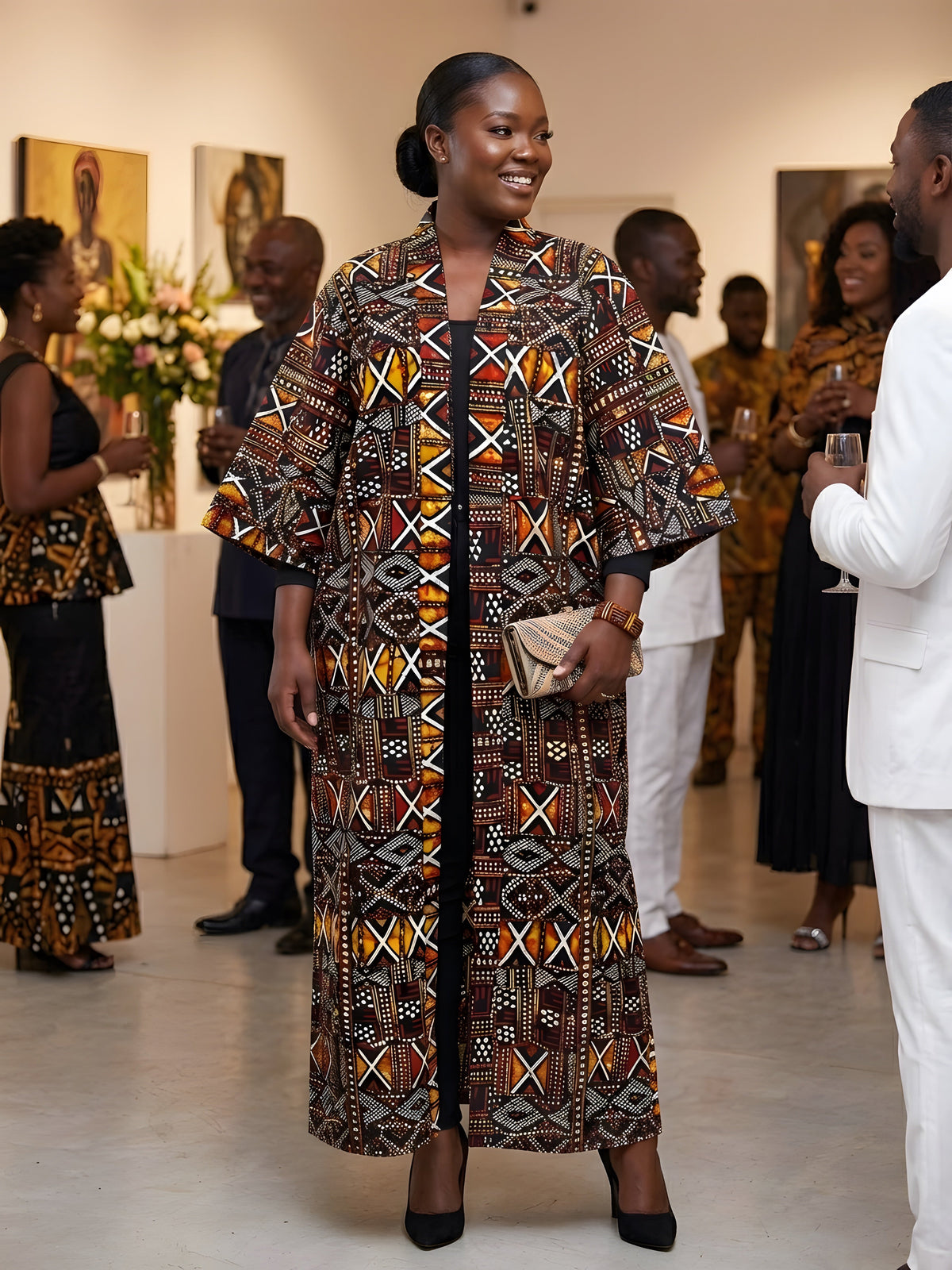Long African Print Kimono for Women | One Size