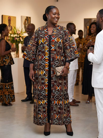 Long African Print Kimono for Women | One Size