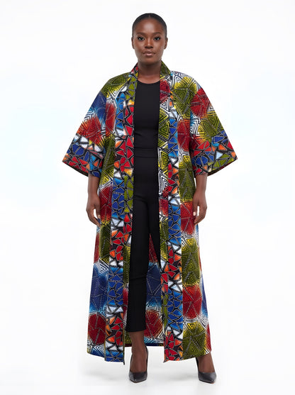 Long African Print Kimono for Women | One Size