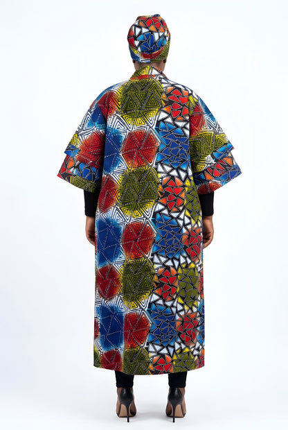 Long African Print Kimono for Women | One Size