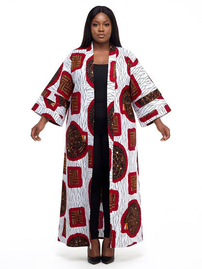 Long African Print Kimono for Women | One Size